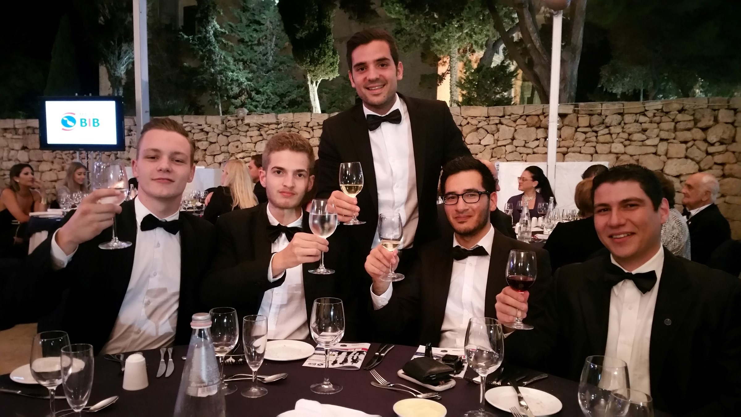 (from left to right) - Tom Visser, Lars Andringa, Mark Cassar, Fabian Abela & Simon Azzopardi.  The entire team at CasaSoft at the ceremony when we won Malta's 2015 Best in Business Online & Web Design Agency